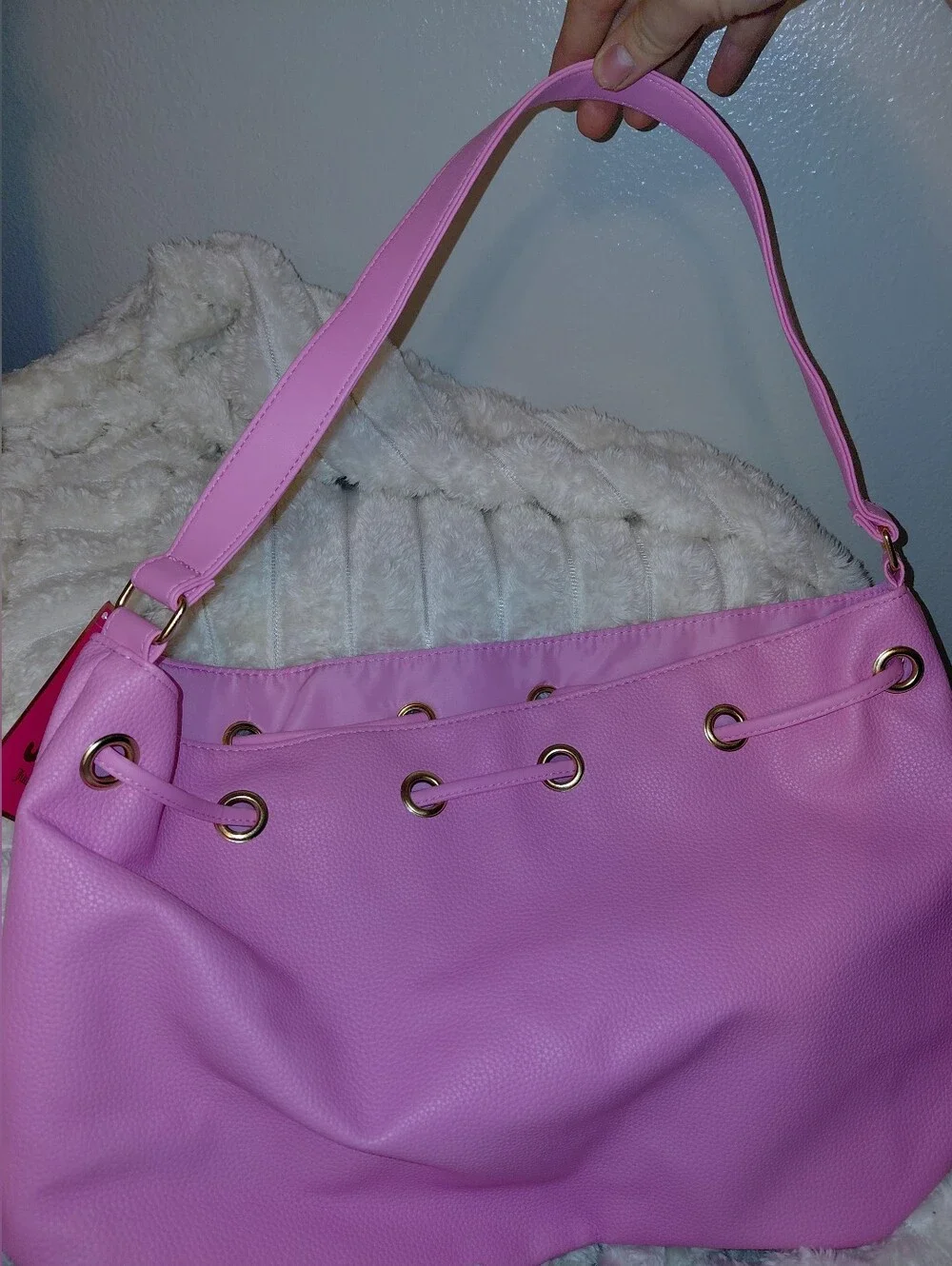 Bubblegum Pink Juicy Couture Bucket Jawstring Tote Bag